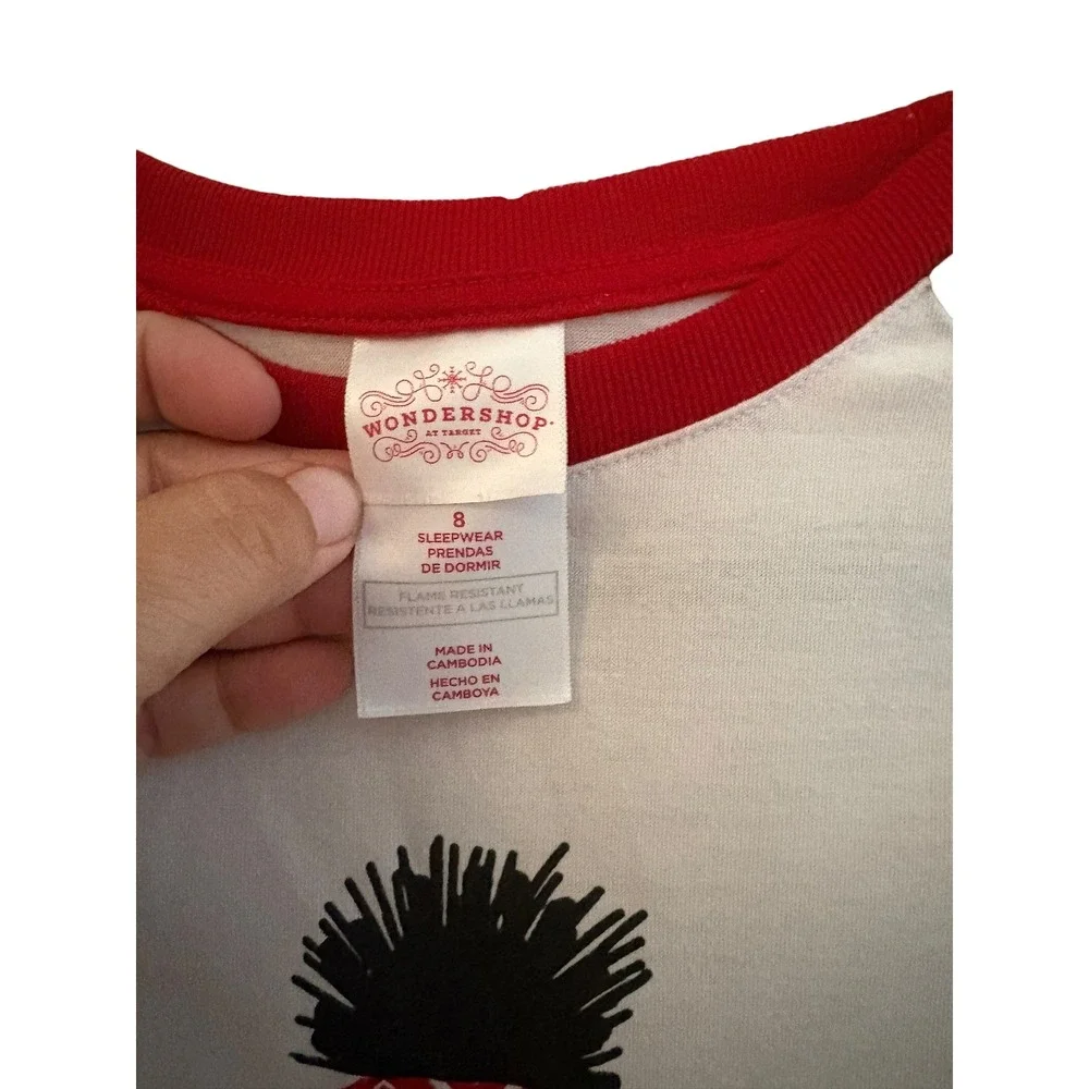 WonderShop Lil Bear Pajama Top Kids Size 8 Gray Red Long Sleeve‎
